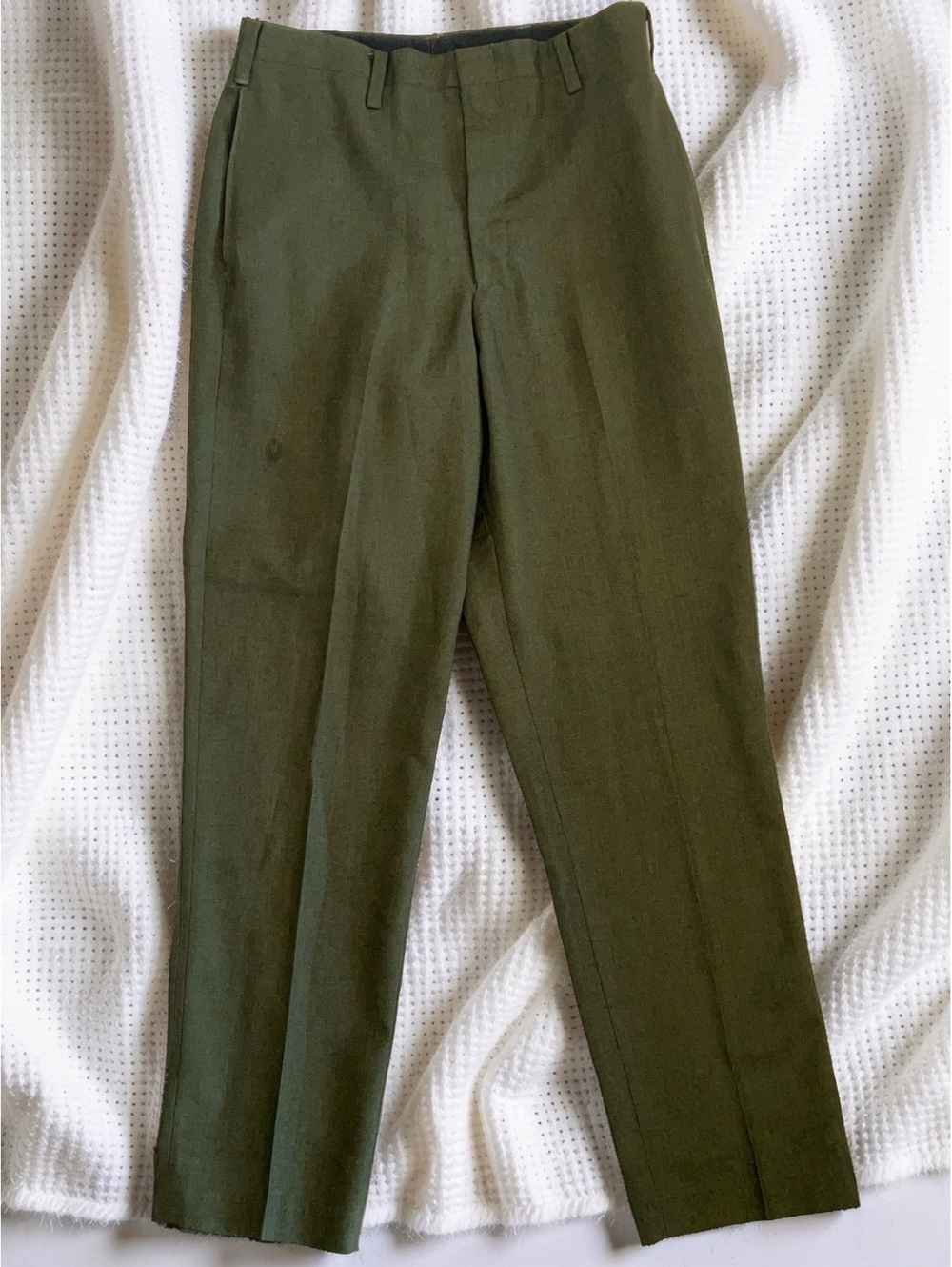 VINTAGE 70s Haggar x NFL Forever Olive Green Tailored Dress Pants. 28 waist